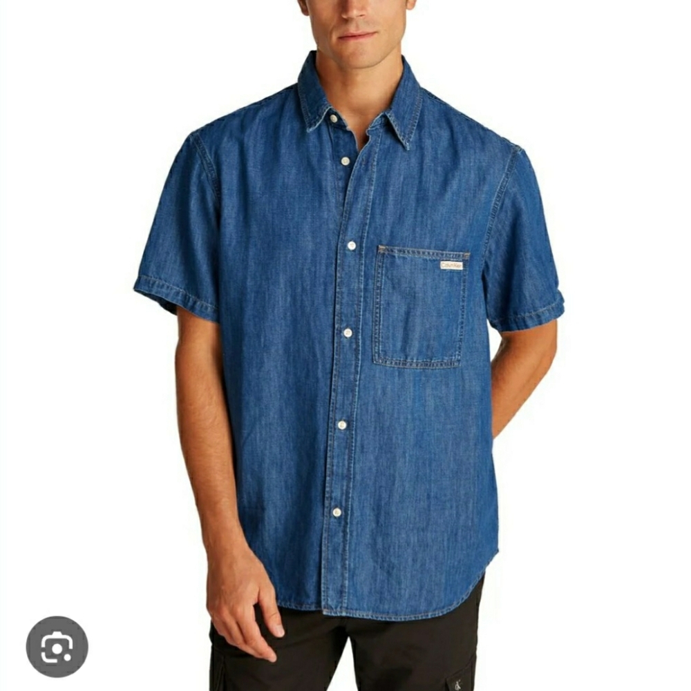 Calvin Klein Jeans New Indigo Shirt Denim Responsibly Grown Country Western Camp
